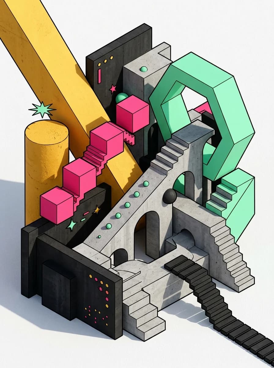 Neo-Brutalist Abstract Art