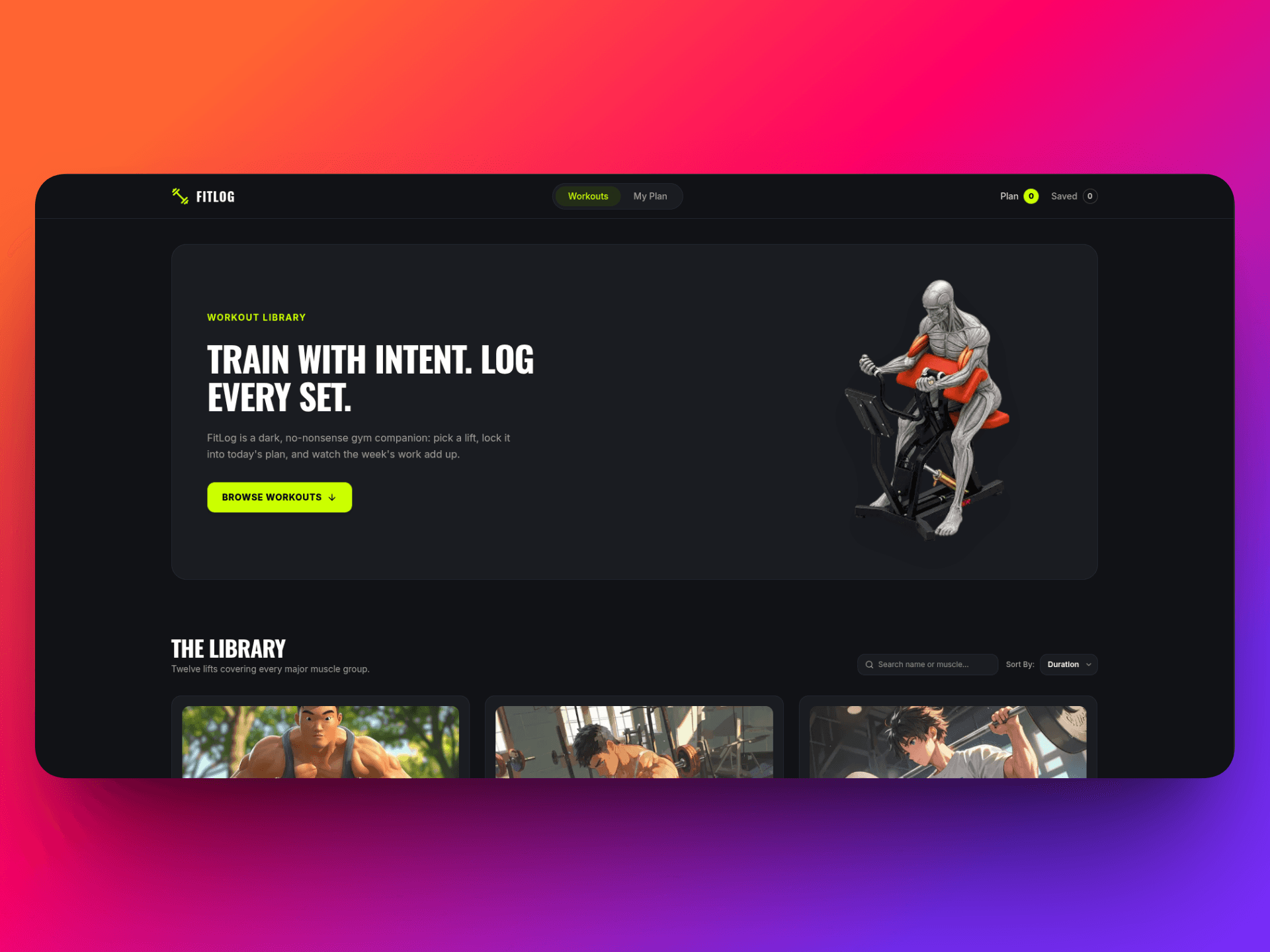 FitLog Minimalist Workout & Fitness Web App